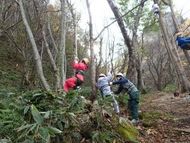 登る木を選びいざ出発